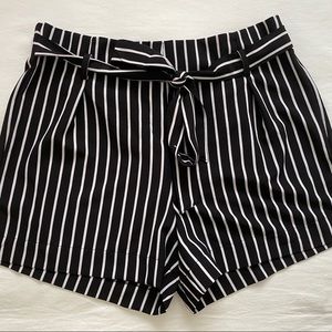 Black and white striped shorts